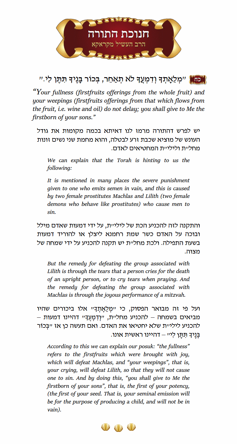 Chanukas Hatorah Shemos Chapter 22 Verse 28