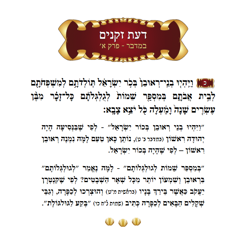 Da׳as Zekeinim Bamidbar Chapter 1 Verse 20