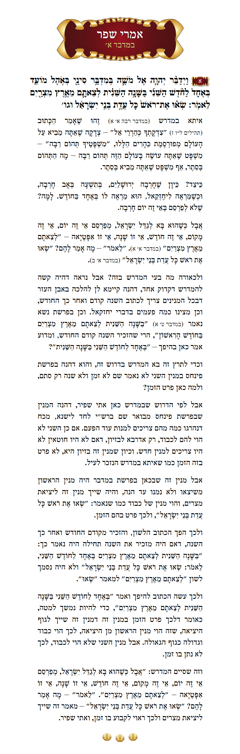 אמרי שפר במדבר פרק א׳ פסוק א׳