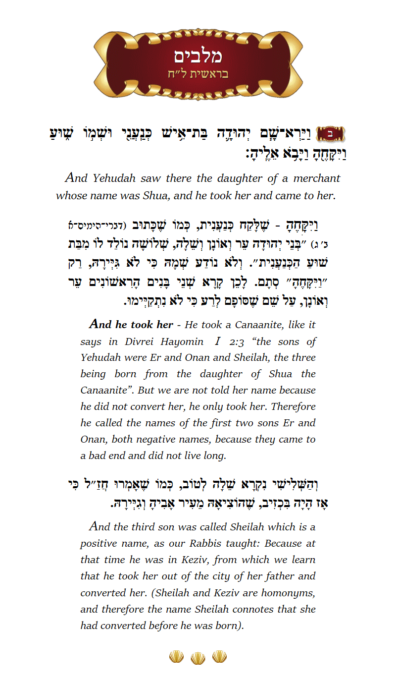 Malbim Bereishis Chapter 38 Verse 2