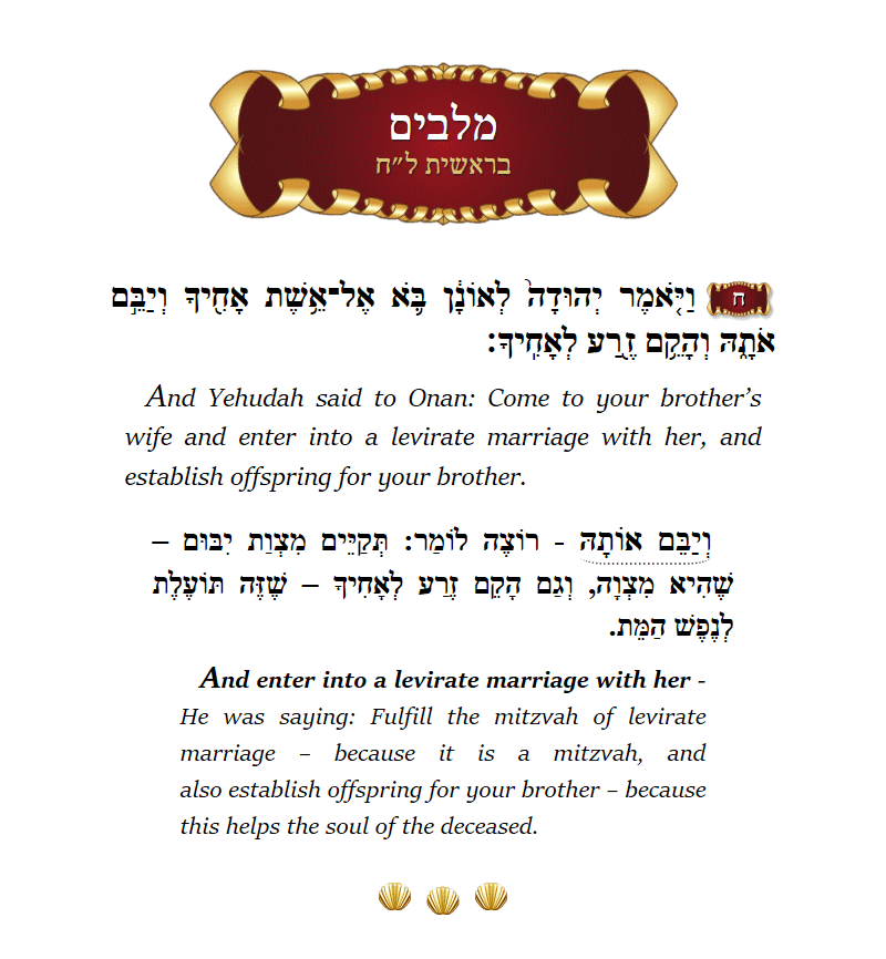 malbim Bereishis Chapter 38 Verse 8