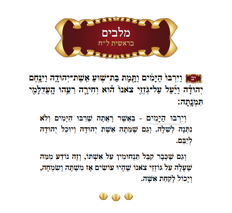 מלבים בראשית פרק ל״ח פסוק י״ב