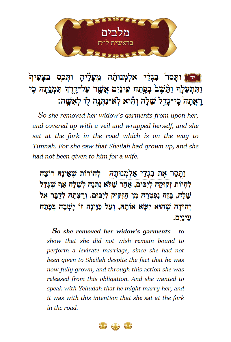 malbim Bereishis Chapter 38 Verse 14