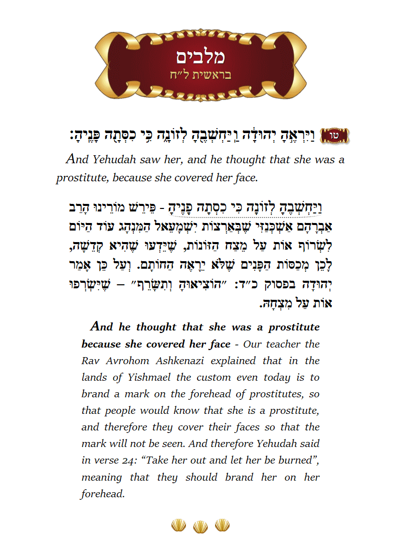 malbim Bereishis Chapter 38 Verse 15