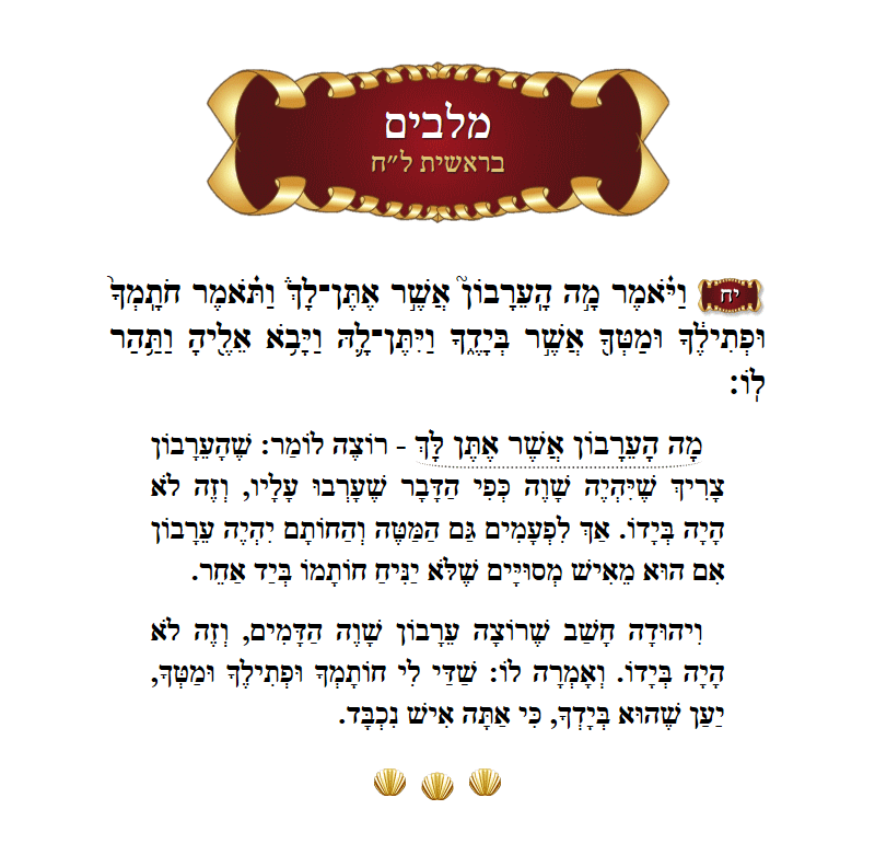 מלבים בראשית פרק ל״ח פסוק י״ח