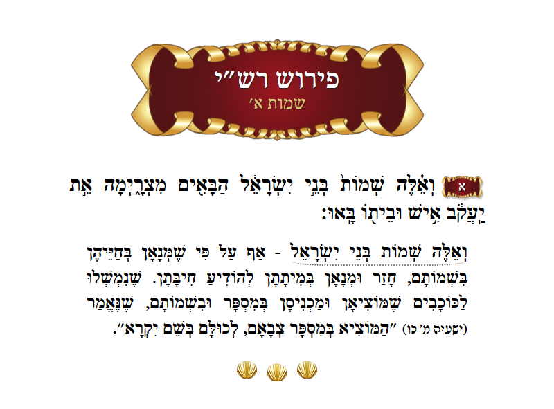 רש״י שמות פרק א׳ פסוק א׳