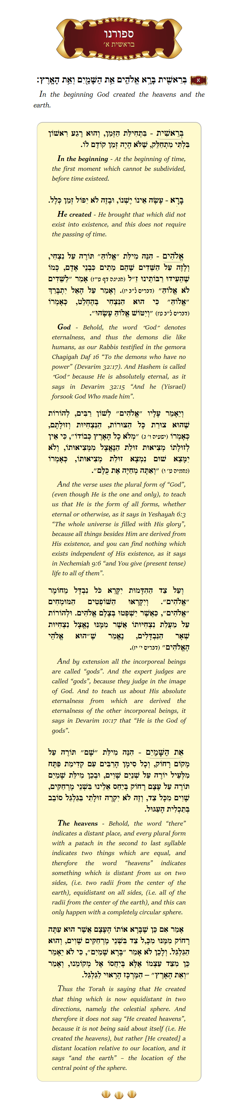 Seforno Bereishis Chapter 1 Verse 1
