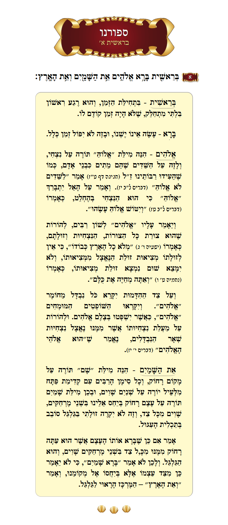 ספורנו בראשית פרק א׳ פסוק א׳