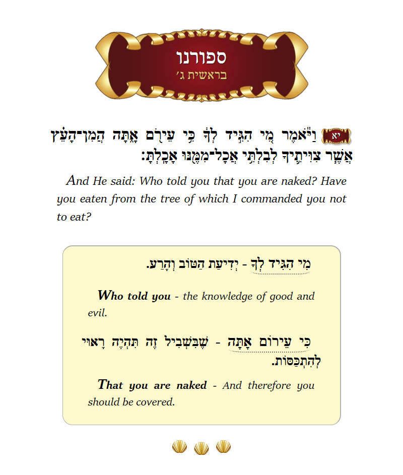 Seforno Bereishis Chapter 3 Verse 11