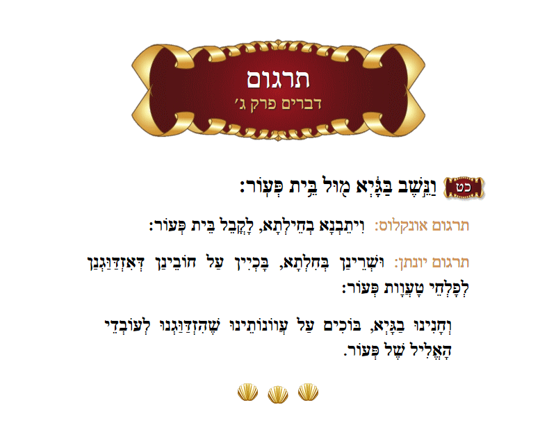 Targum Devarim Chapter 3 Verse 29