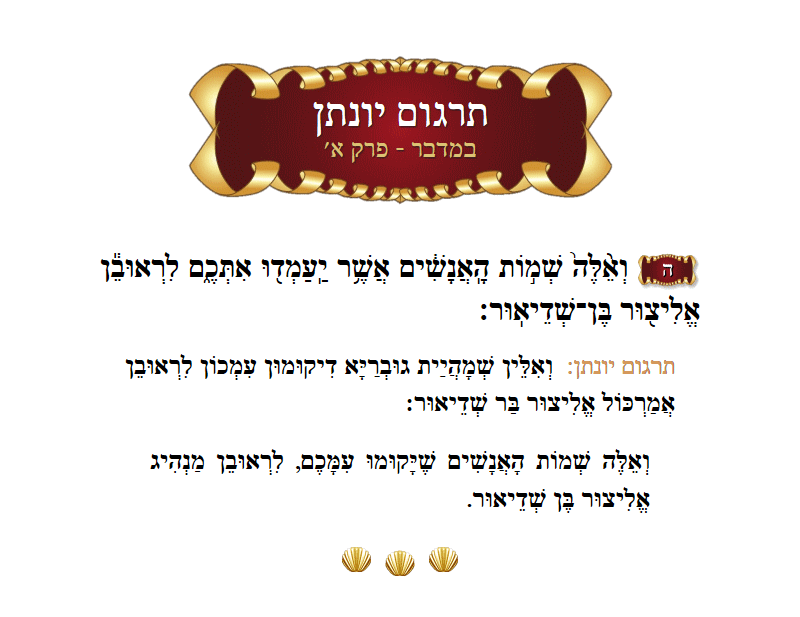 Targum Yonason Bamidbar Chapter 1 Verse 5