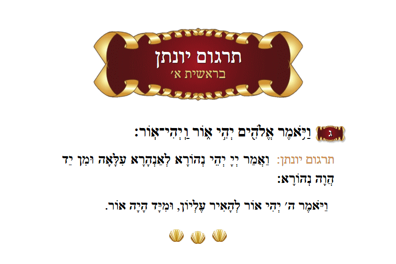 Targum Yonason Bereishis Chapter 1 Verse 3