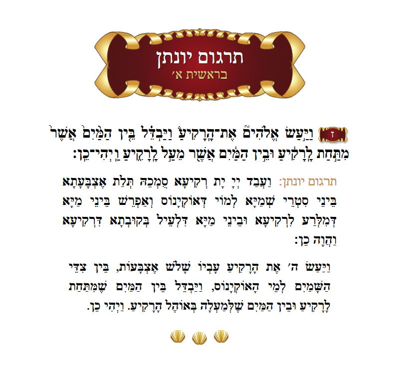 Targum Yonason Bereishis Chapter 1 Verse 7