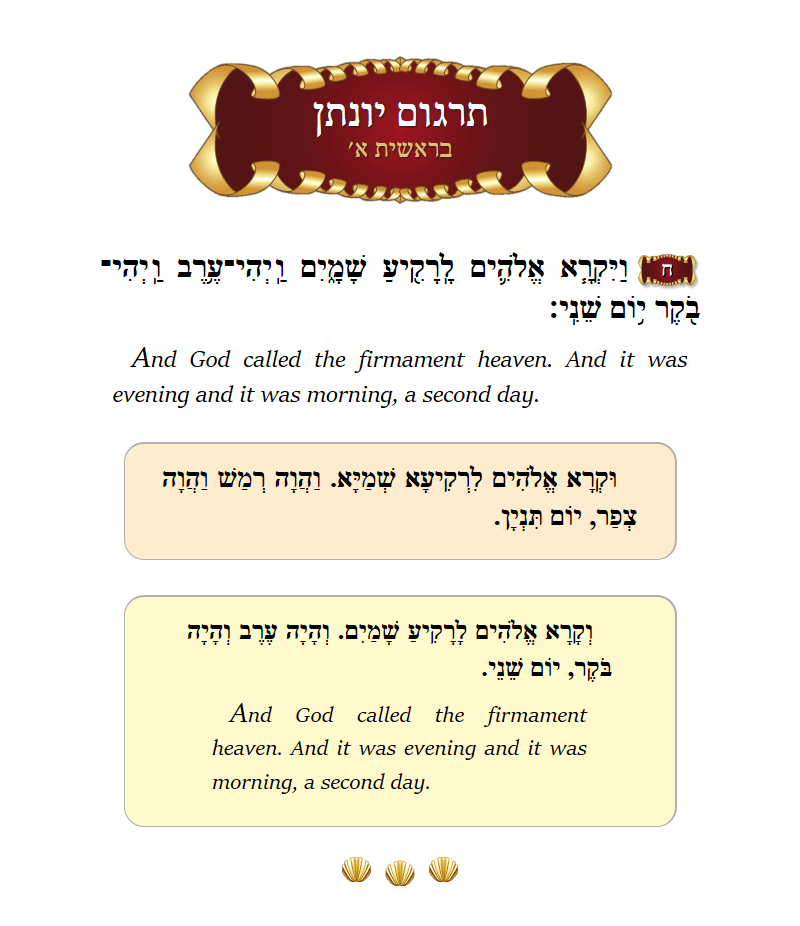 Targum Yonason Bereishis Chapter 1 Verse 8