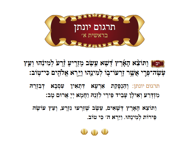 Targum Yonason Bereishis Chapter 1 Verse 12