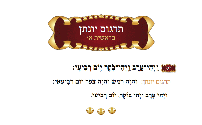 Targum Yonason Bereishis Chapter 1 Verse 19