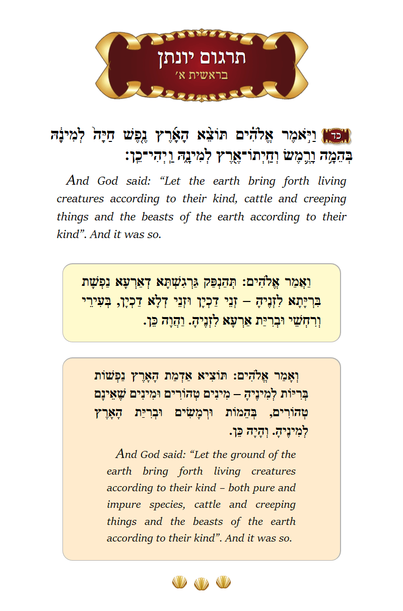 Targum Yonason Bereishis Chapter 1 Verse 24