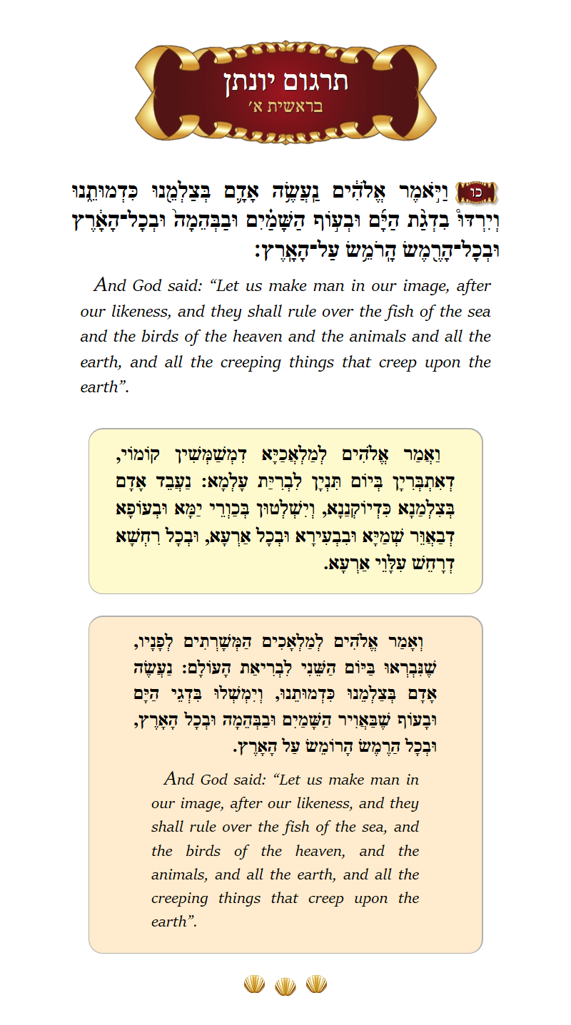 Targum Yonason Bereishis Chapter 1 Verse 26