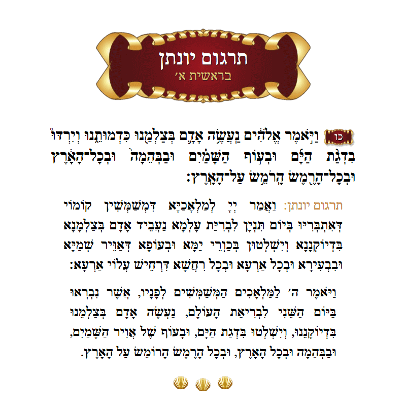 Targum Yonason Bereishis Chapter 1 Verse 26