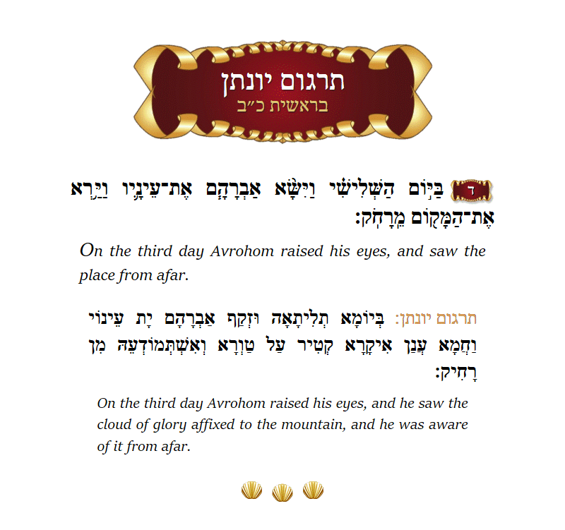 Targum Yonason Bereishis Chapter 22 Verse 4