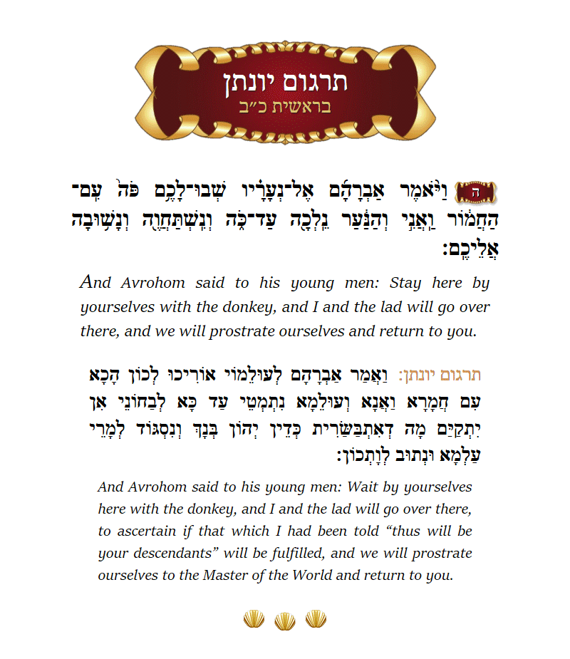 Targum Yonason Bereishis Chapter 22 Verse 5