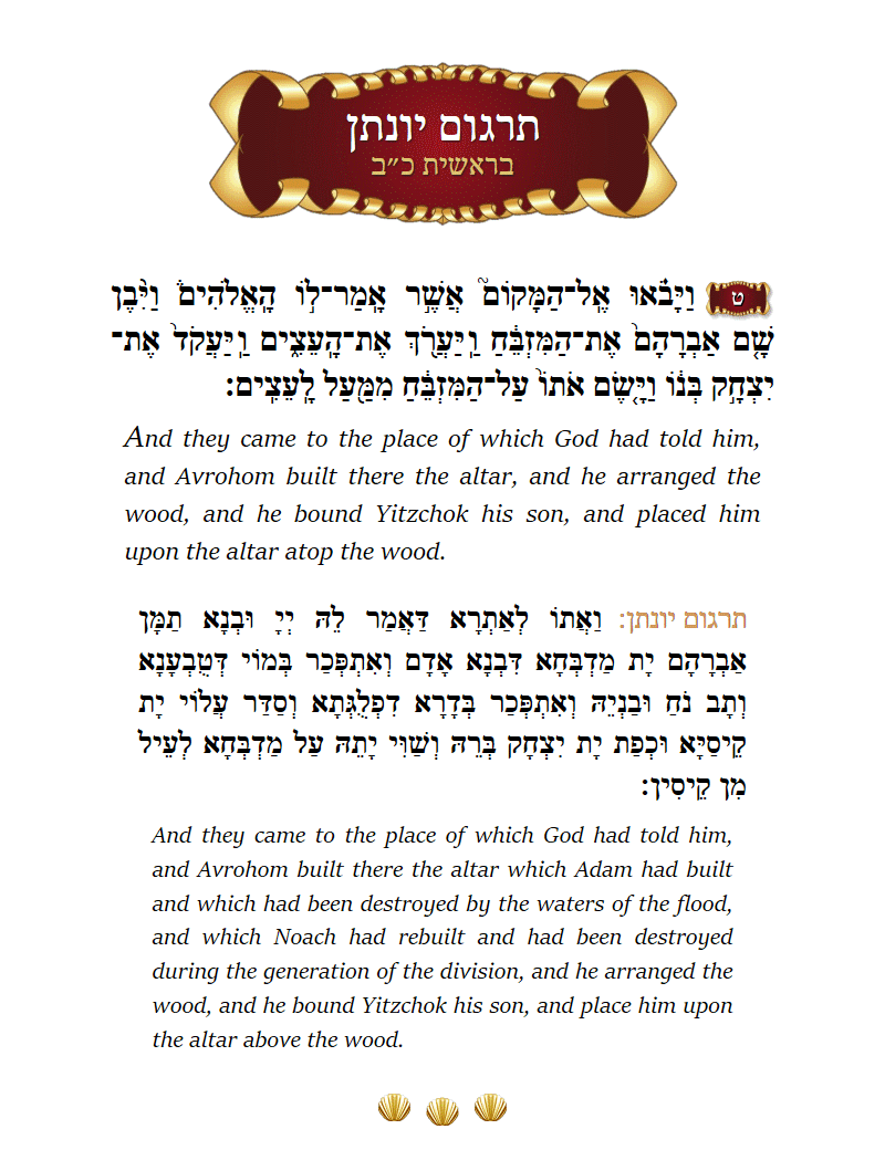 Targum Yonason Bereishis Chapter 22 Verse 9