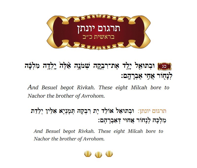 Targum Yonason Bereishis Chapter 22 Verse 23