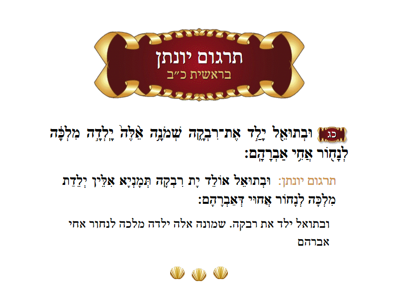 תרגום יונתן בראשית פרק כ״ב פסוק כ״ג