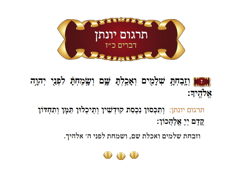 תרגום יונתן דברים פרק כ״ז פסוק ז׳