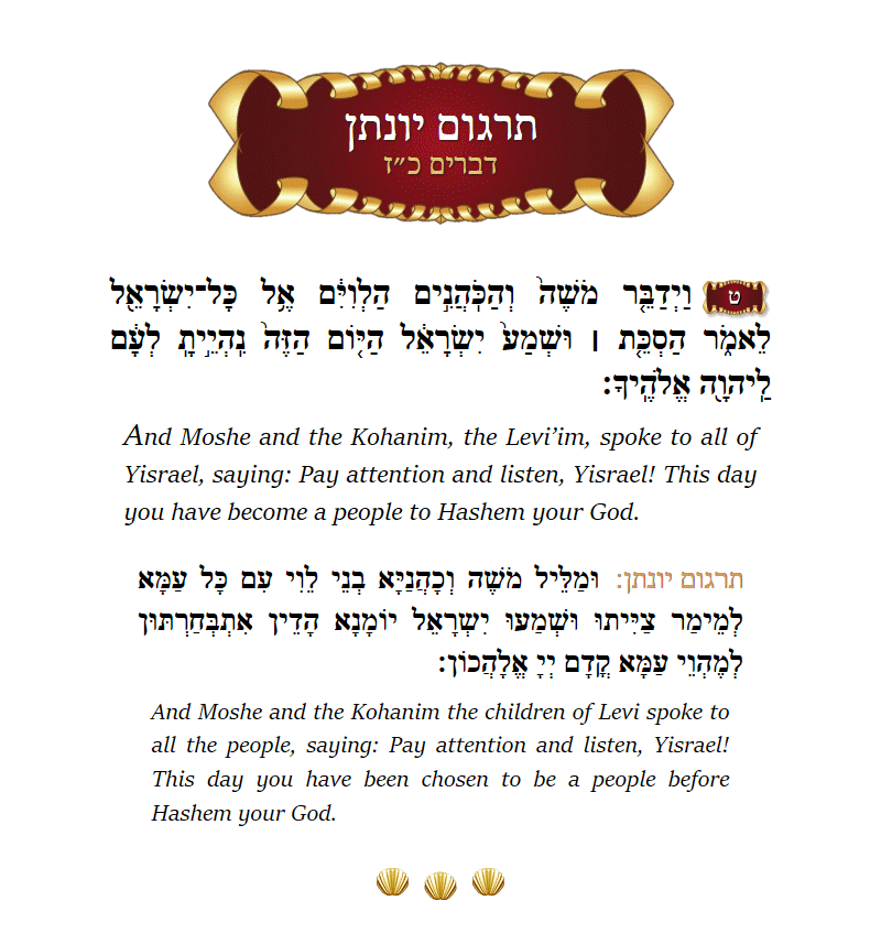 Targum Yonason Devarim Chapter 27 Verse 9