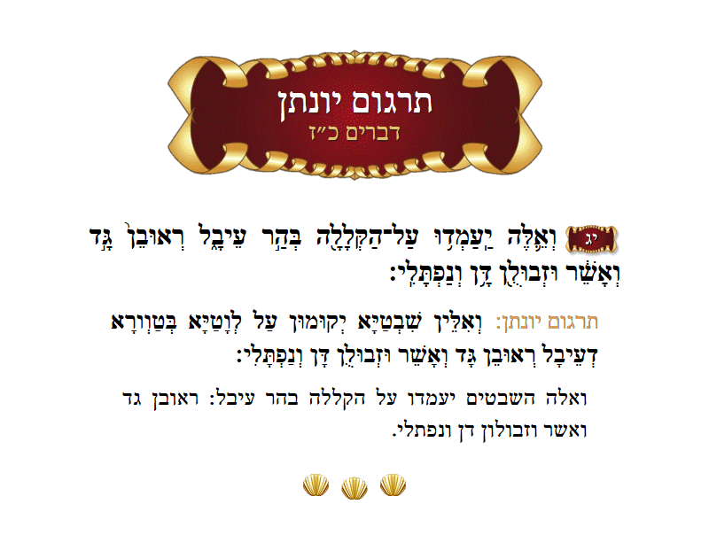 תרגום יונתן דברים פרק כ״ז פסוק י״ג