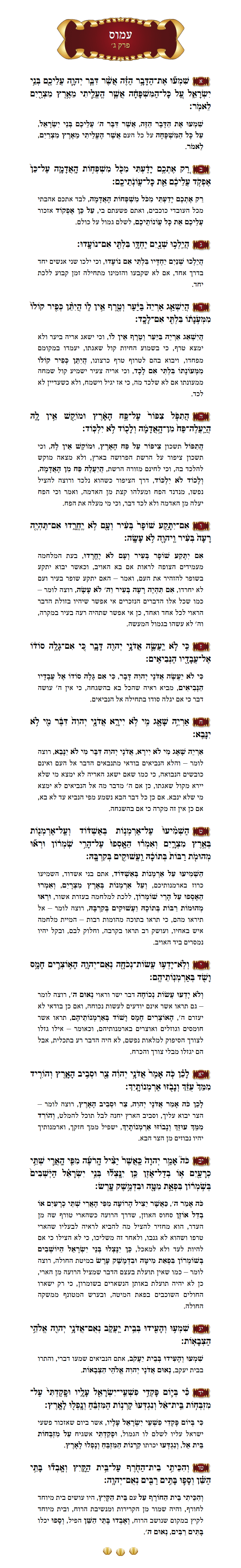 Sefer Amos Chapter 3 with commentary