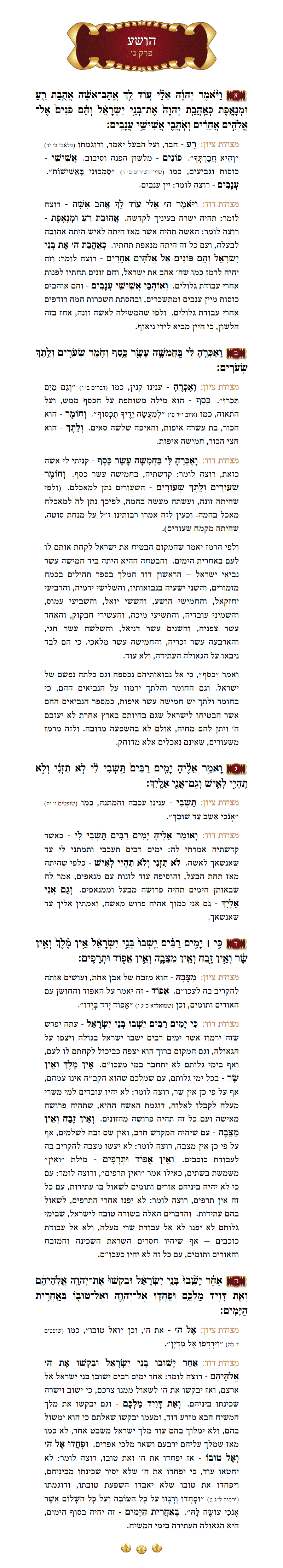 Sefer Hoshea Chapter 3 with commentary