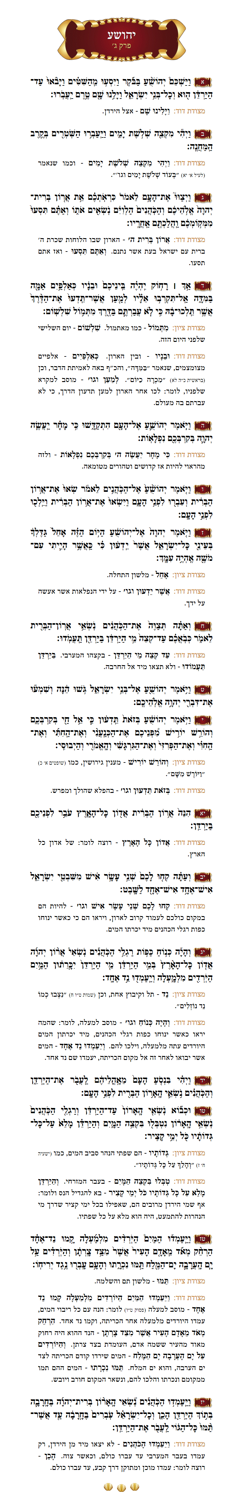 Sefer Yehoshua Chapter 3 with commentary