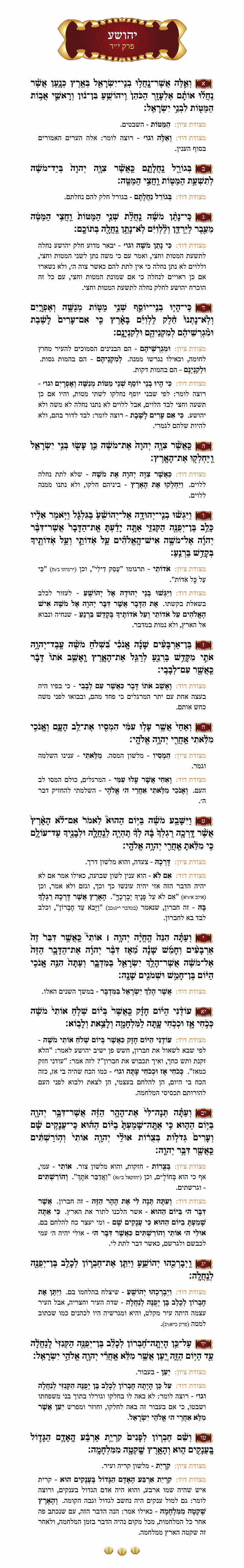 Sefer Yehoshua Chapter 14 with commentary