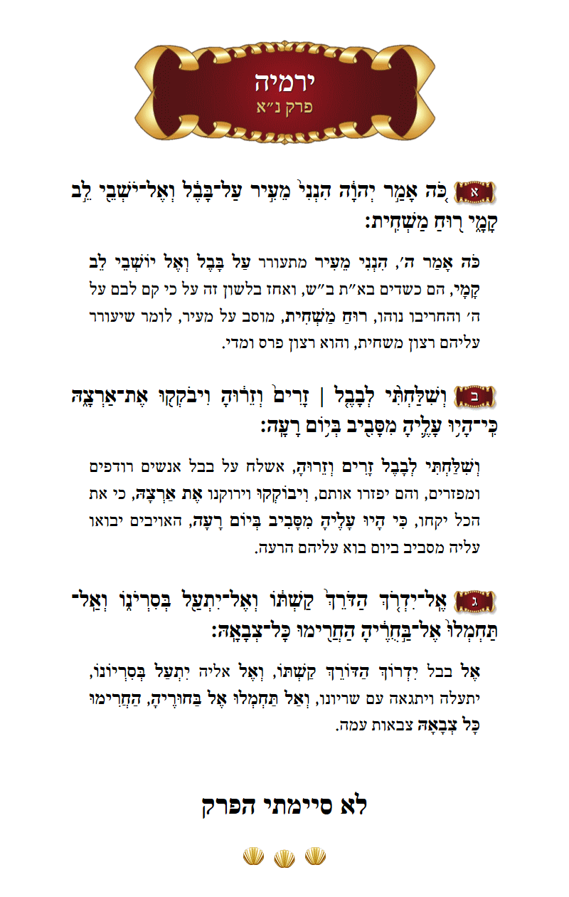 Sefer Yirmeyohu Chapter 51 with commentary