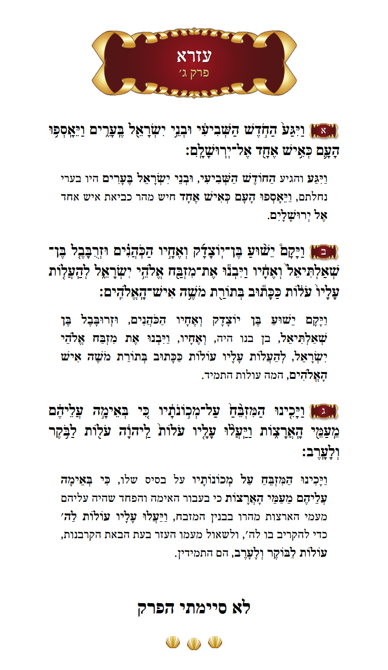 Sefer Ezra Chapter 3 with commentary