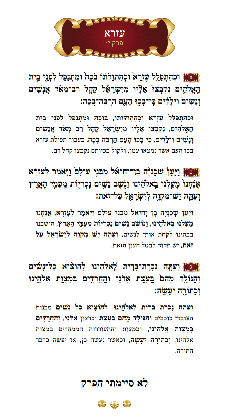 Sefer Ezra Chapter 10 with commentary