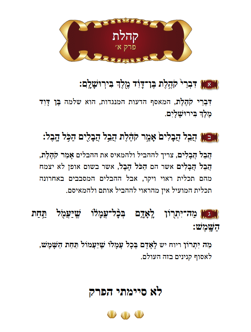 Megillas Koheles Chapter 11 with commentary