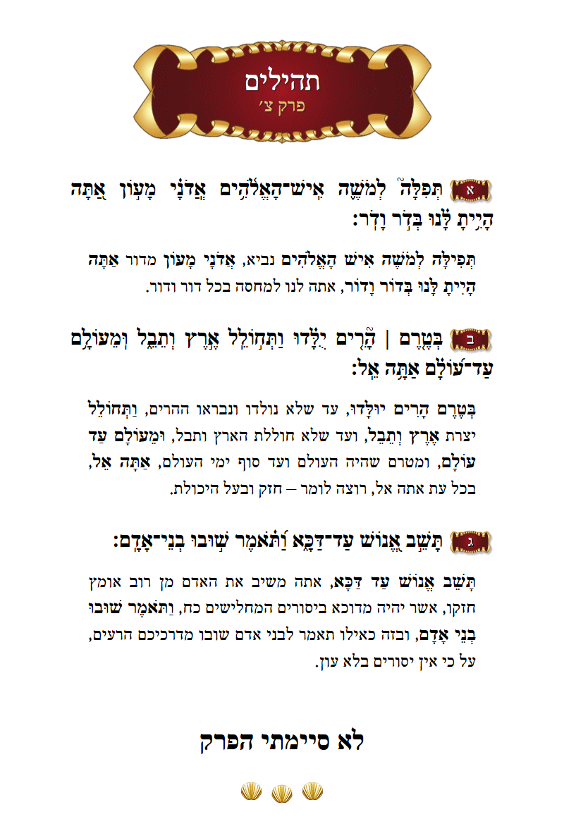 Sefer Tehillim Chapter 90 with commentary