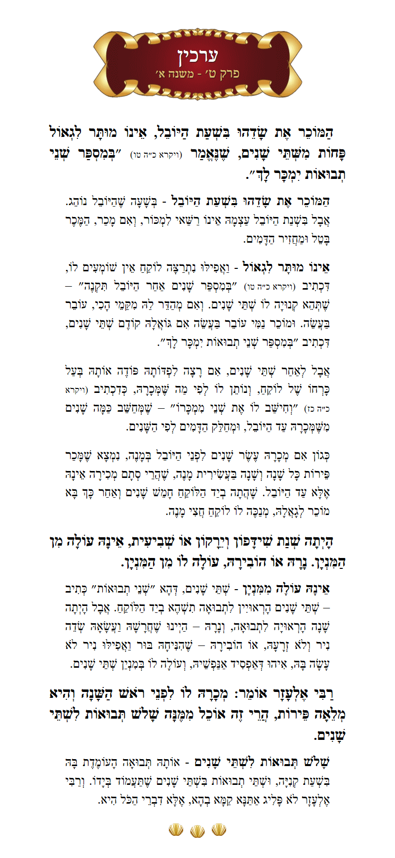 Masechta Arachin Chapter 9 Mishnah 5 with commentary