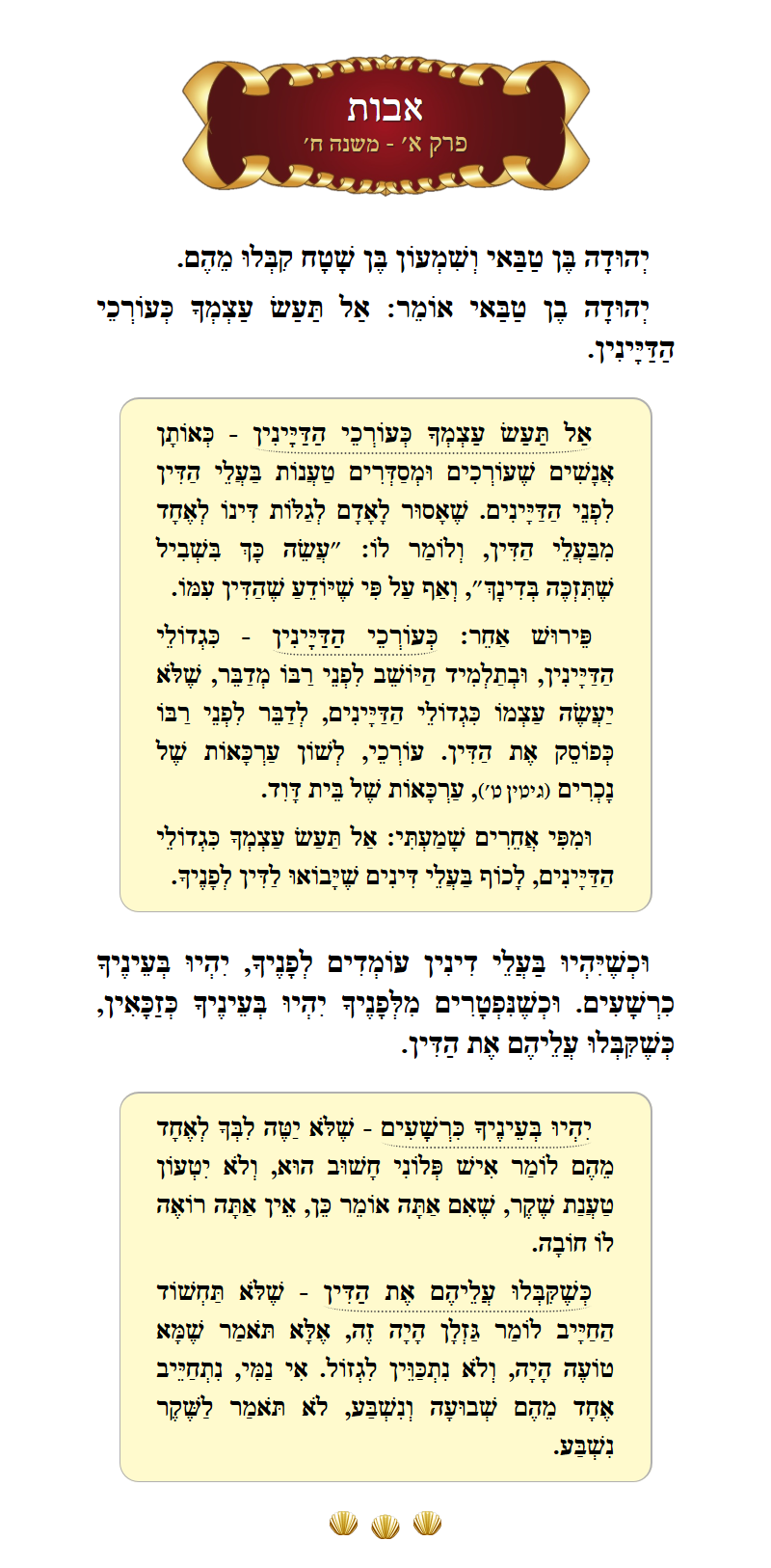 Masechta Avos Chapter 1 Mishnah 8 with commentary