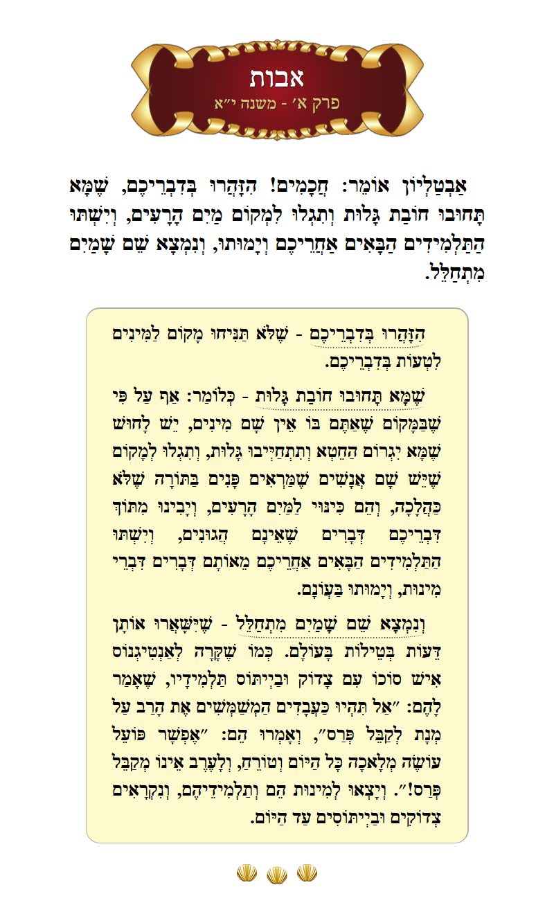 Masechta Avos Chapter 1 Mishnah 11 with commentary