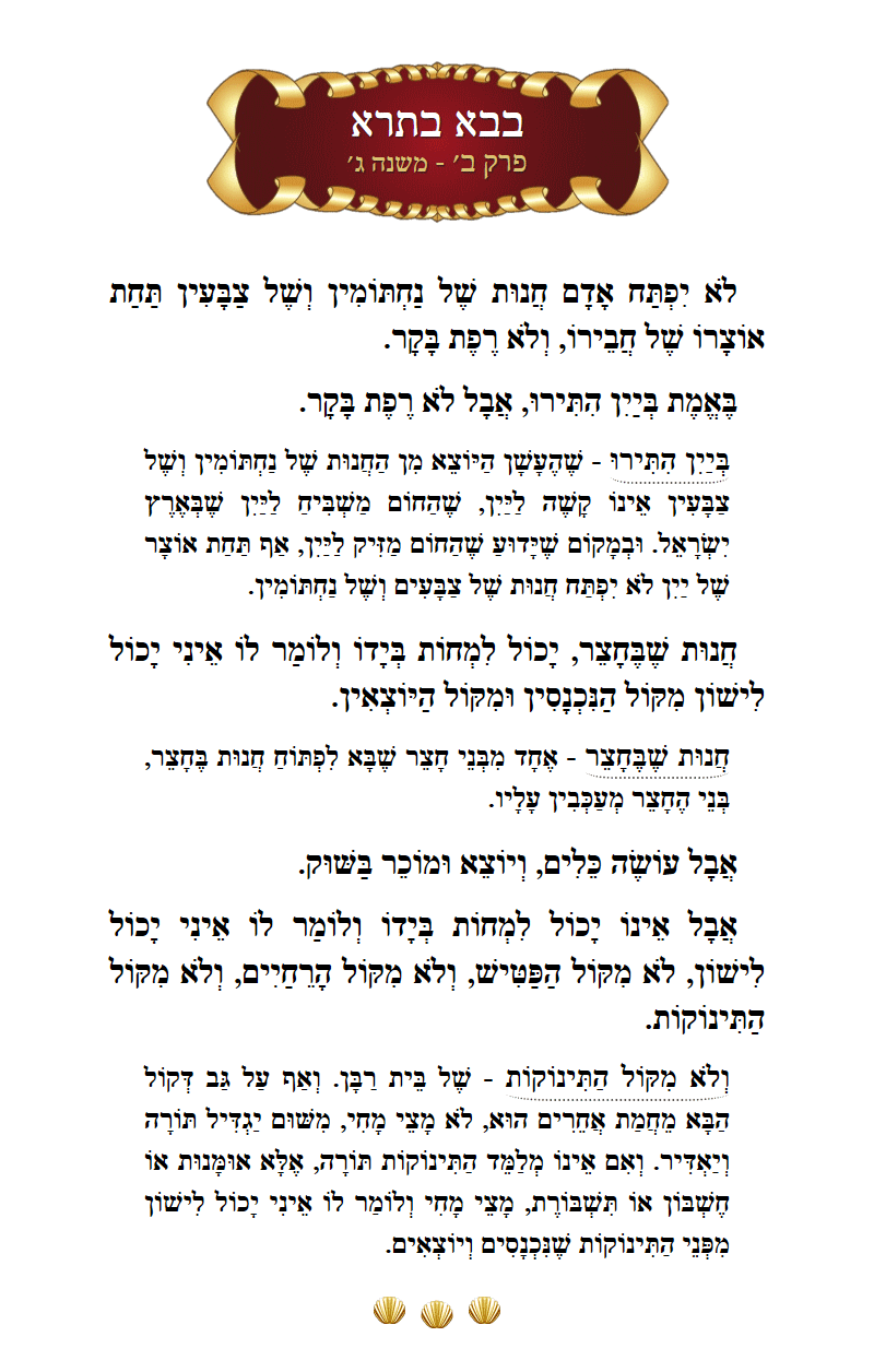 Masechta Bava Basra Chapter 2 Mishnah 3 with commentary