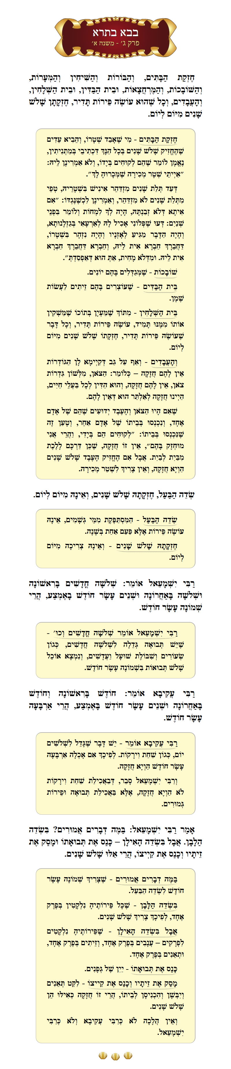Masechta Bava Basra Chapter 3 Mishnah 1 with commentary