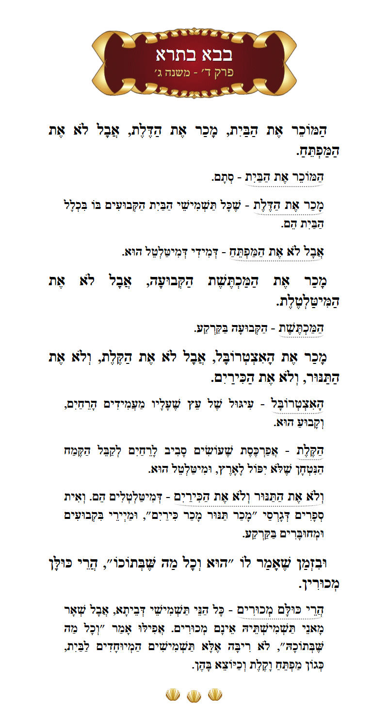 Masechta Bava Basra Chapter 4 Mishnah 3 with commentary