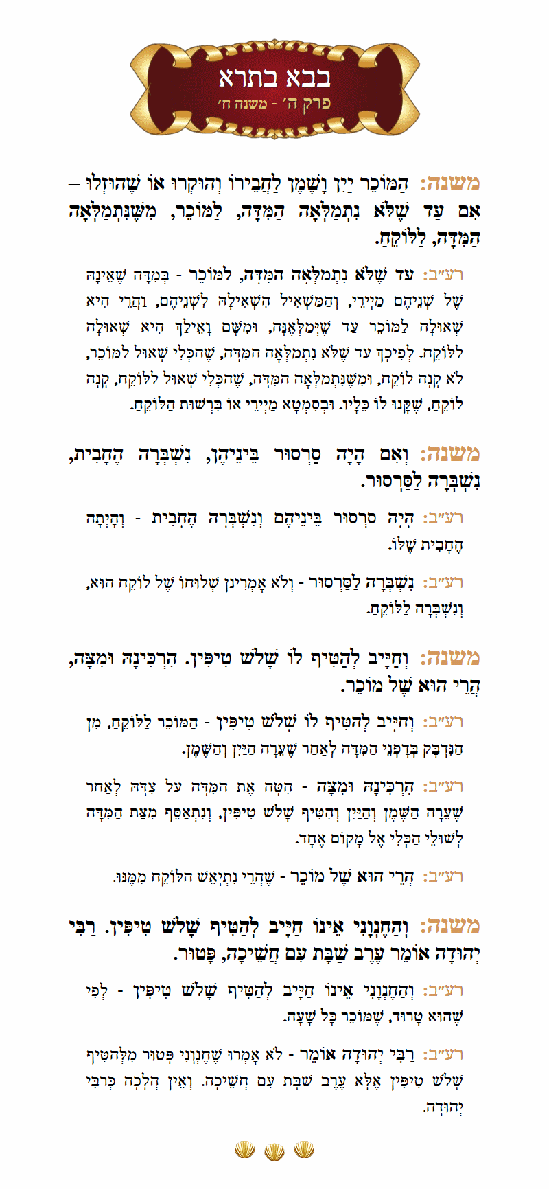 Masechta Bava Basra Chapter 5 Mishnah 8 with commentary