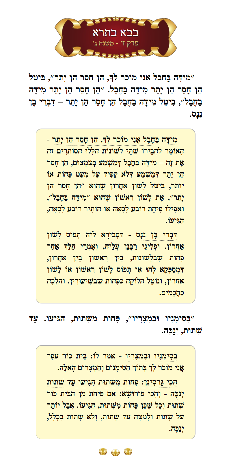 Masechta Bava Basra Chapter 7 Mishnah 3 with commentary