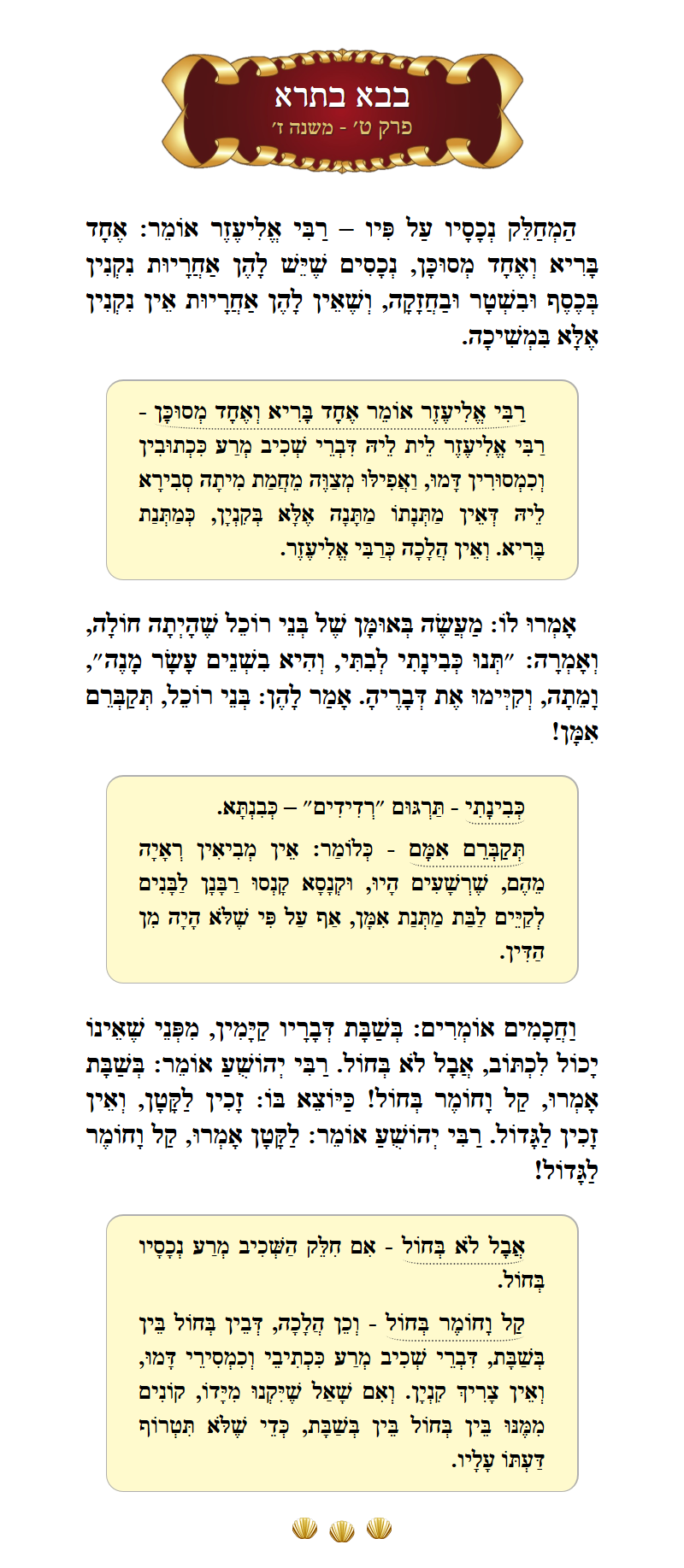 Masechta Bava Basra Chapter 9 Mishnah 7 with commentary