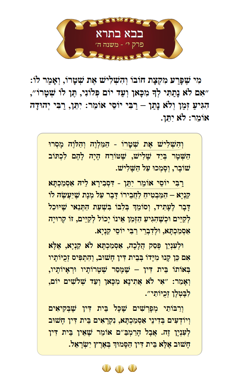 Masechta Bava Basra Chapter 10 Mishnah 5 with commentary
